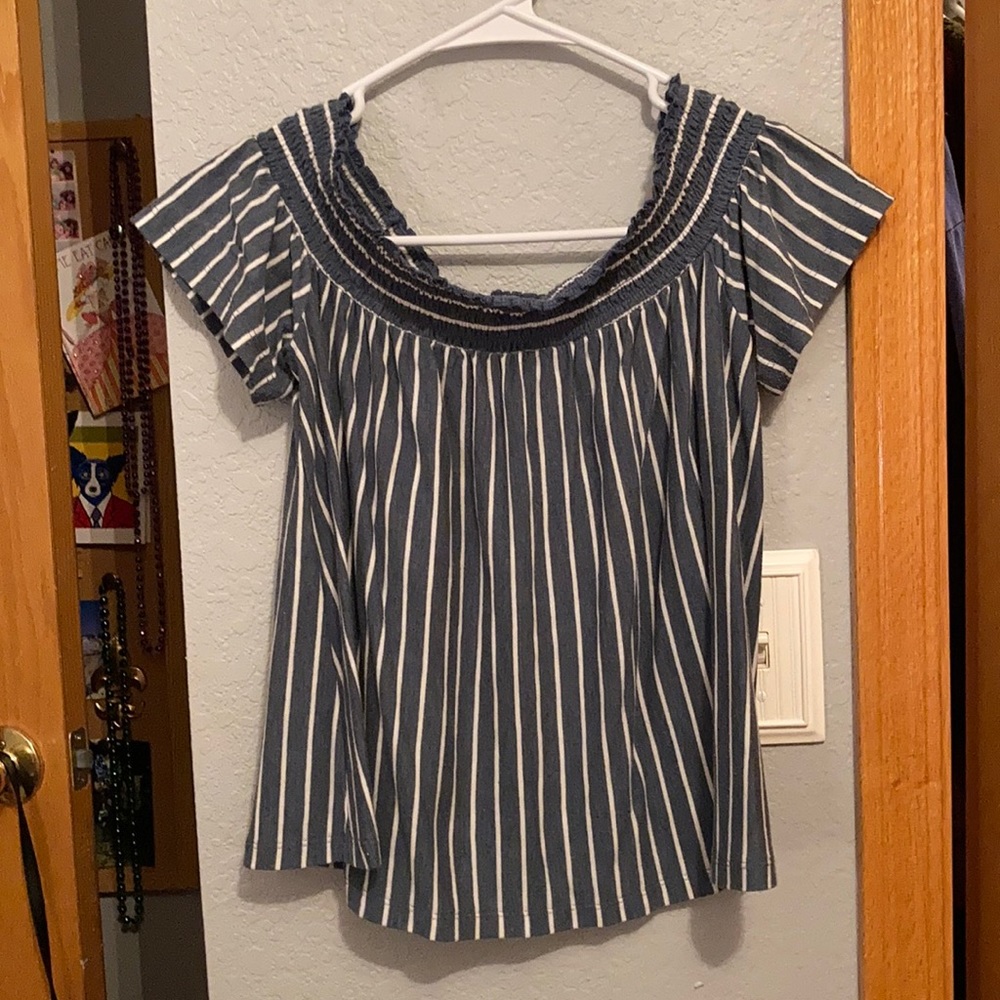 AE Off The Shoulder Striped Shirt